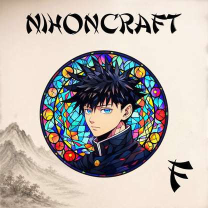 Jujutsu Kaisen Anime-Schlüsselanhänger mit Megumi Fushiguro und buntem Buntglas-Motiv