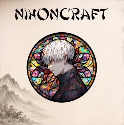 Tokyo Ghoul Anime-Schlüsselanhänger mit Ken Kaneki und buntem Buntglas-Motiv
