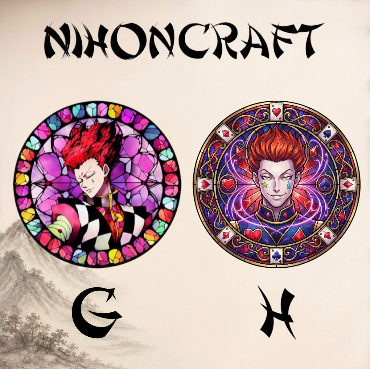Hunter x Hunter Anime-Schlüsselanhänger mit Hisoka und buntem Buntglas-Motiv