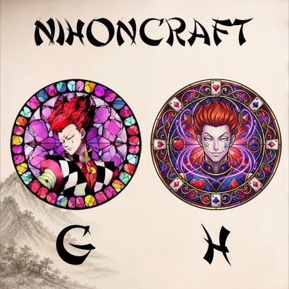 Hunter x Hunter Anime-Schlüsselanhänger mit Hisoka und buntem Buntglas-Motiv