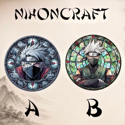 Naruto Anime-Schlüsselanhänger mit Kakashi Hatake und buntem Buntglas-Motiv