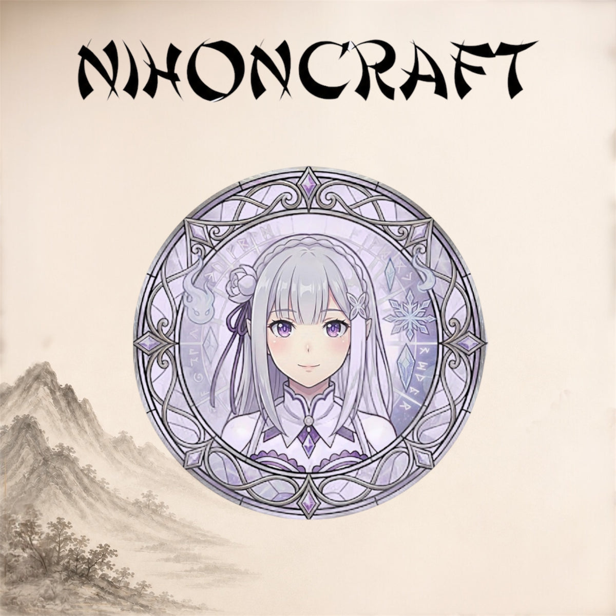 Re:Zero Anime-Schlüsselanhänger mit Emilia und buntem Buntglas-Motiv