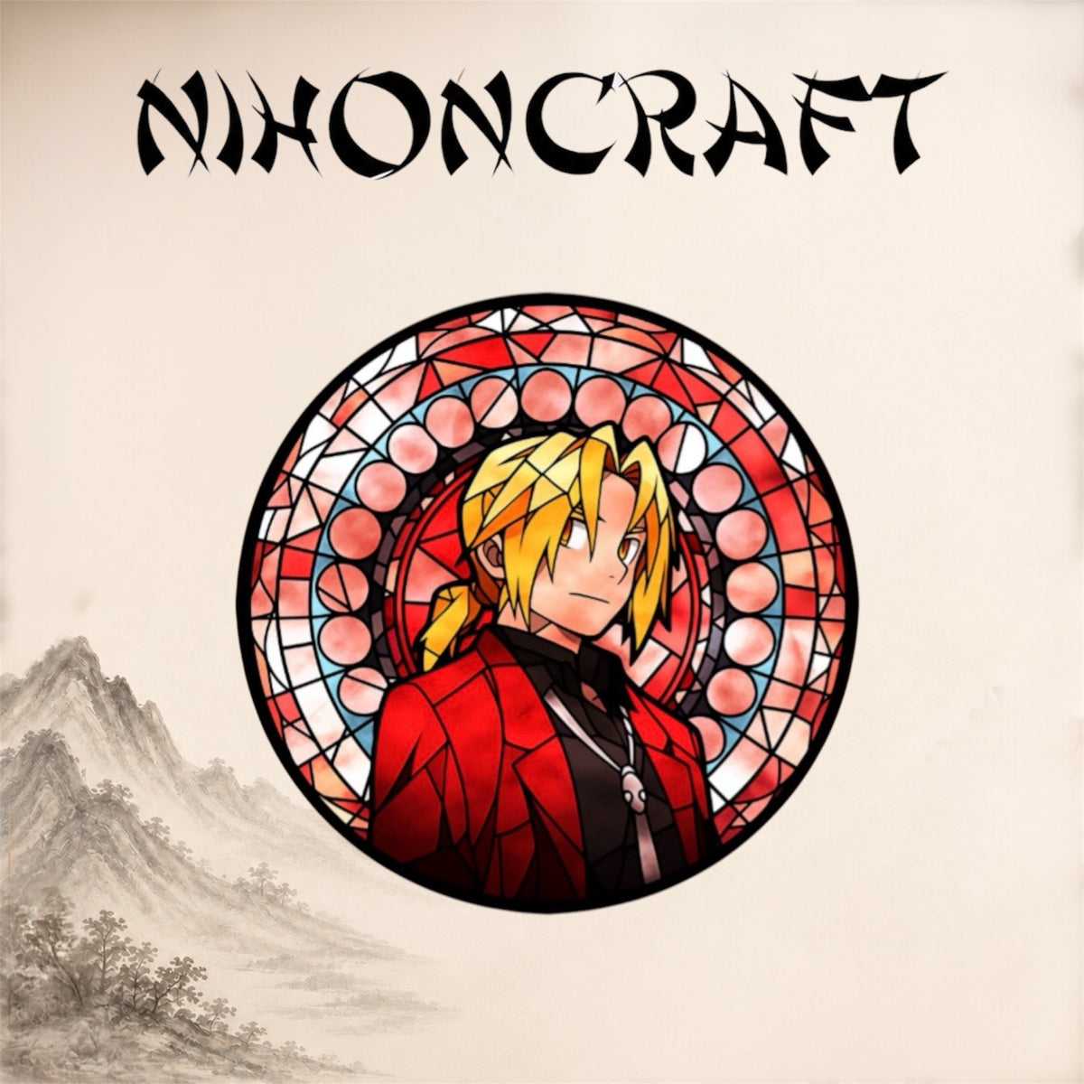 Fullmetal Alchemist Anime-Schlüsselanhänger mit Edward Elric und buntem Buntglas-Motiv