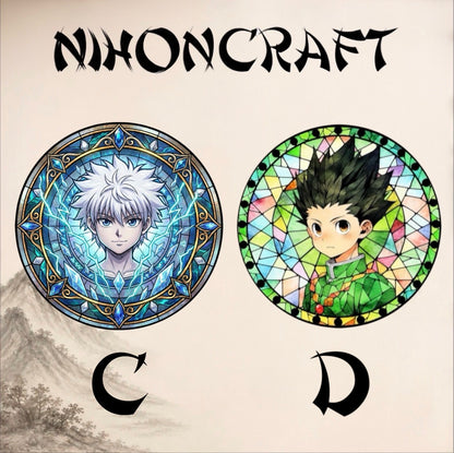 Hunter x Hunter Anime-Schlüsselanhänger mit Gon Freecs und buntem Buntglas-Motiv