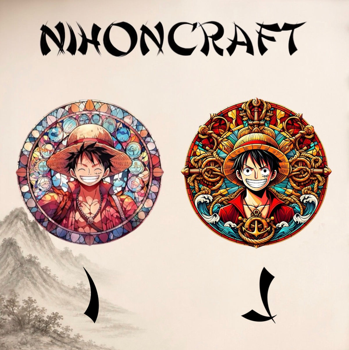 One Piece Anime-Schlüsselanhänger mit Monkey D. Ruffy und buntem Buntglas-Motiv