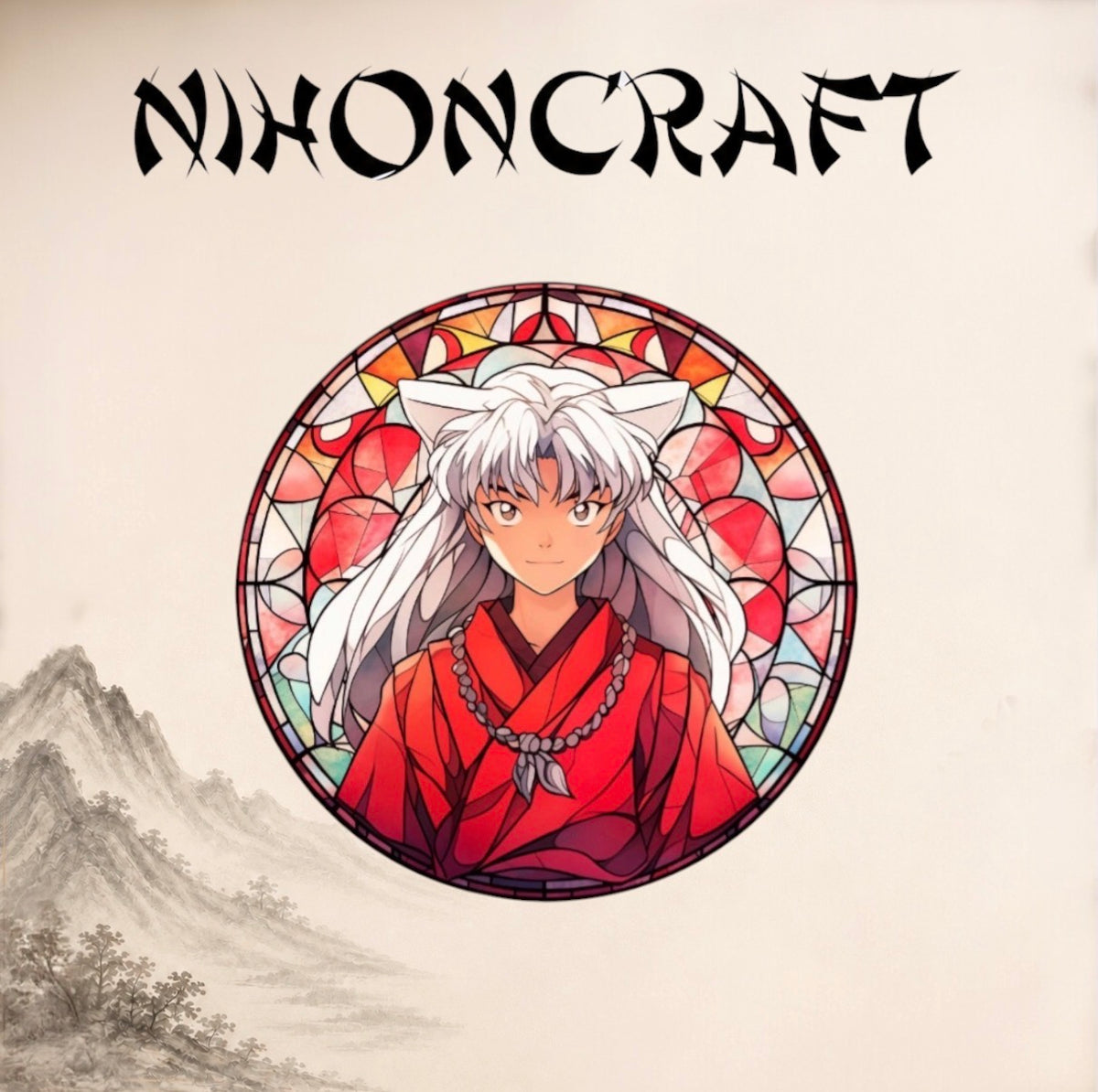 Inu Yasha Anime-Schlüsselanhänger  und buntem Buntglas-Motiv