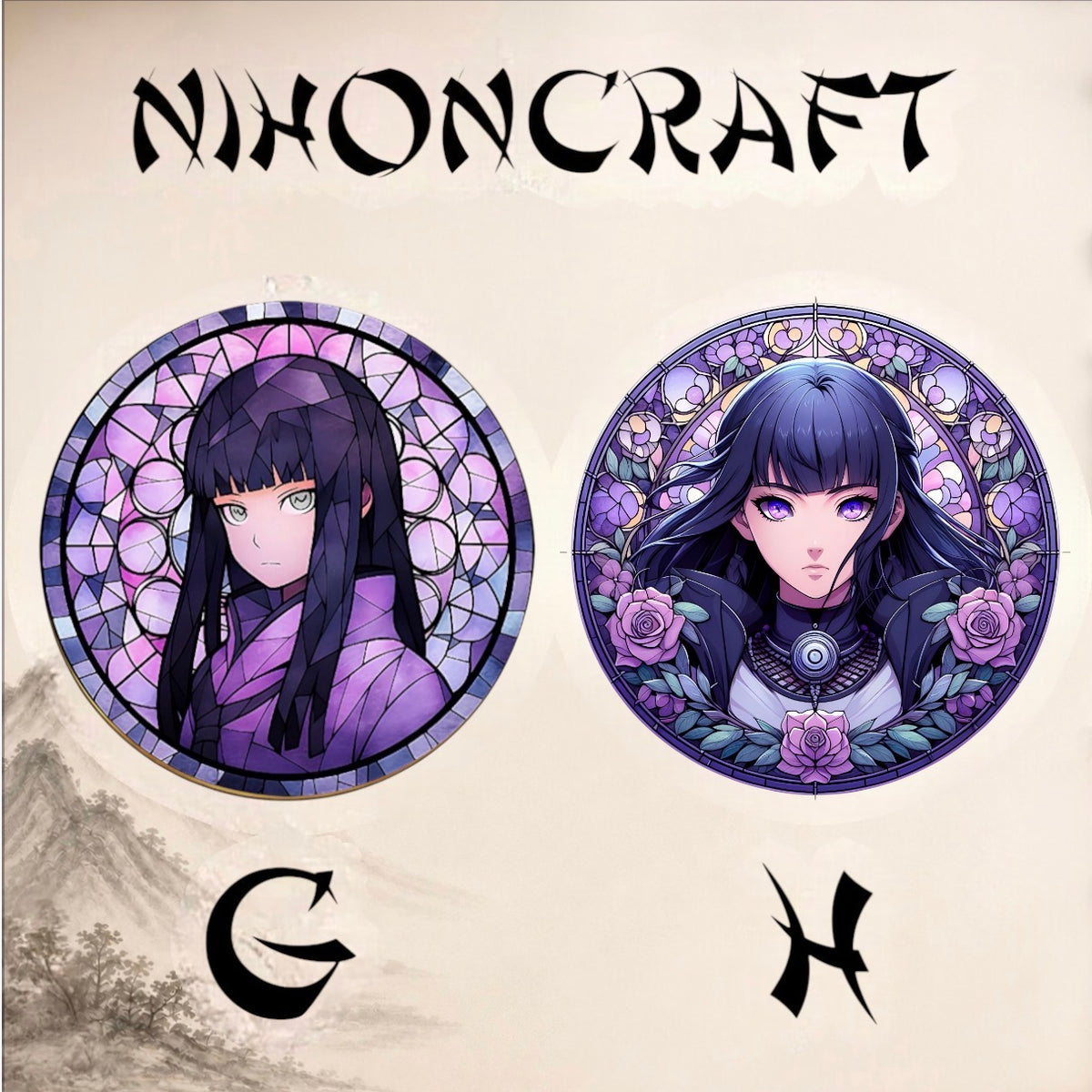 Naruto Anime-Schlüsselanhänger mit Hinata Hyuga und buntem Buntglas-Motiv