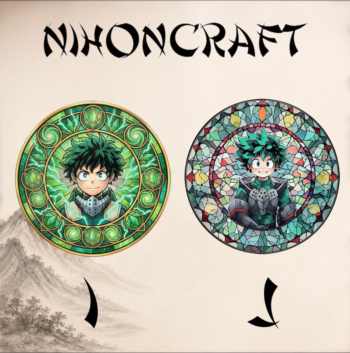 My Hero Academia Anime-Schlüsselanhänger und buntem Buntglas-Motiv