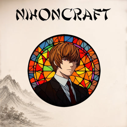 Death Note Anime-Schlüsselanhänger mit Light Yagami und buntem Buntglas-Motiv