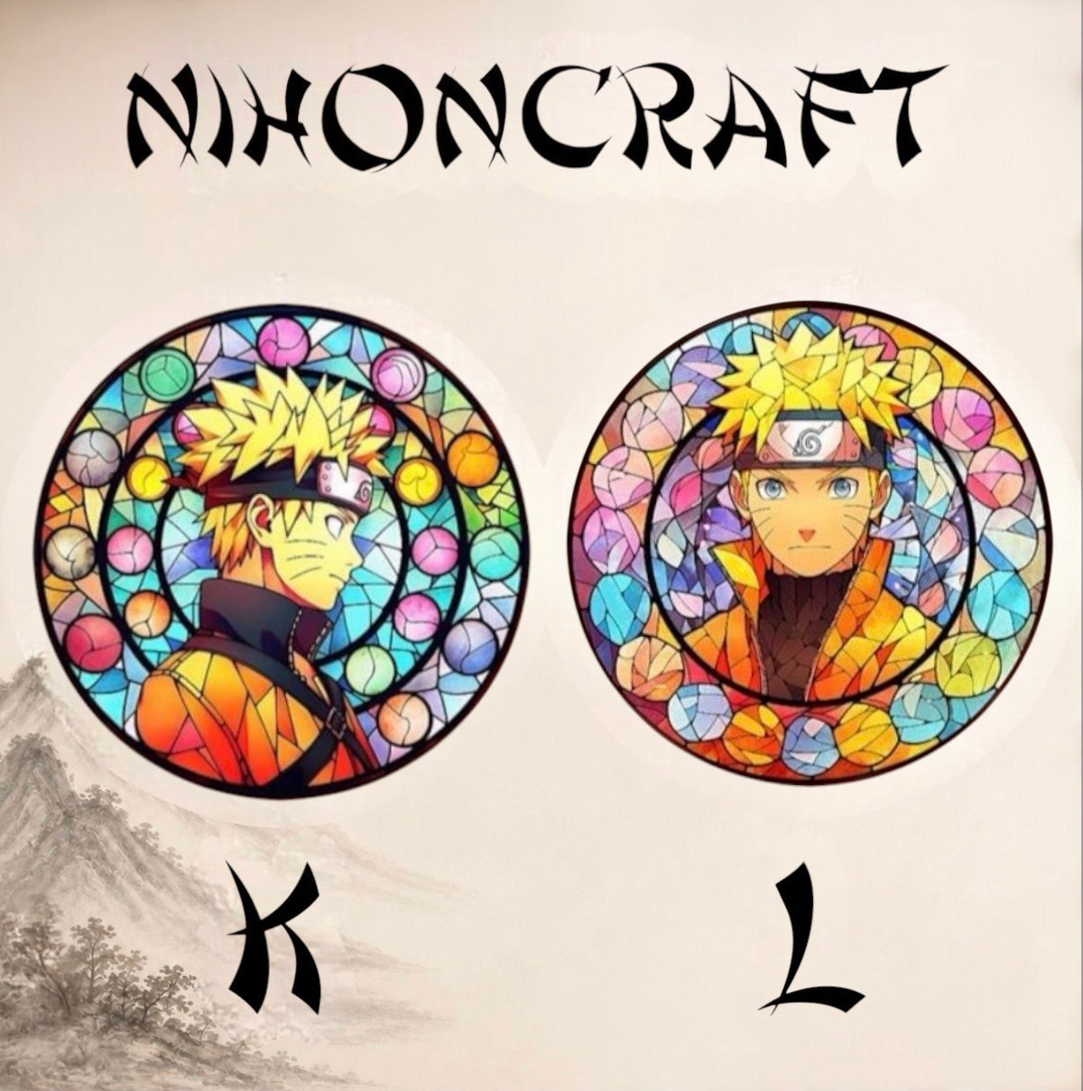 Naruto Anime-Schlüsselanhänger und buntem Buntglas-Motiv