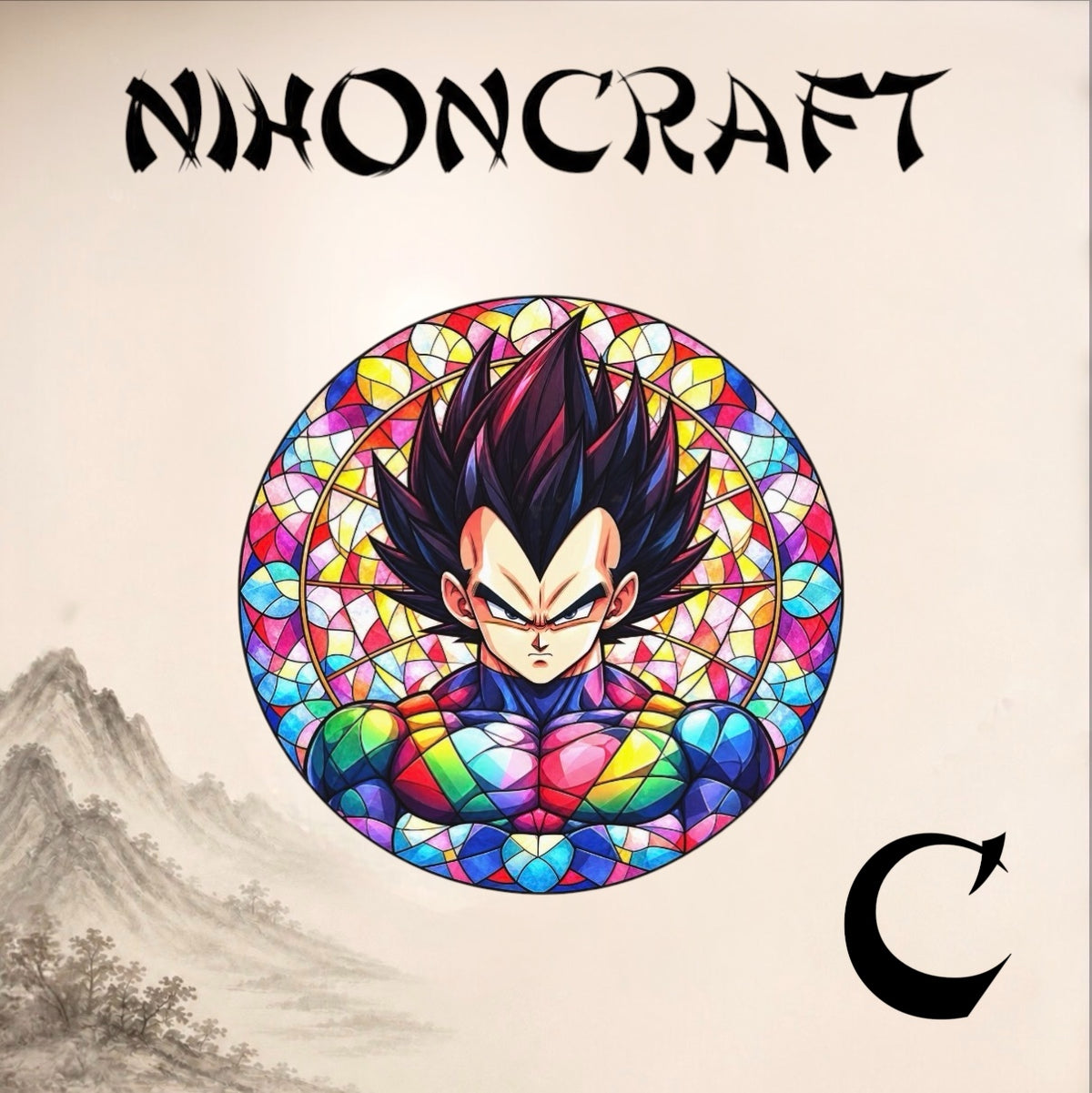 Dragon Ball Anime-Schlüsselanhänger mit Vegeta und buntem Buntglas-Motiv