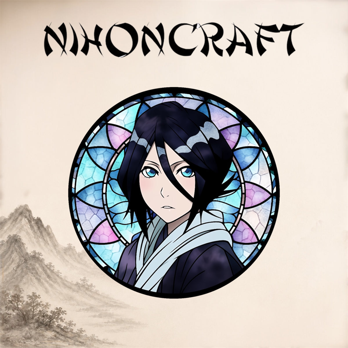 Bleach Anime-Schlüsselanhänger mit Rukia Kuchiki und buntem Buntglas-Motiv