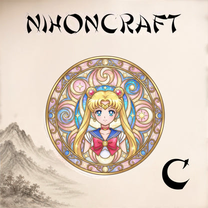 Sailor Moon Anime-Schlüsselanhänger mit buntem Buntglas-Motiv