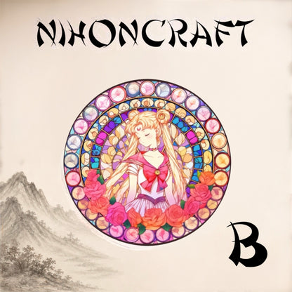 Sailor Moon Anime-Schlüsselanhänger mit buntem Buntglas-Motiv