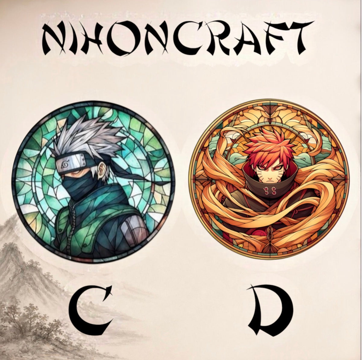 Naruto Anime-Schlüsselanhänger und buntem Buntglas-Motiv