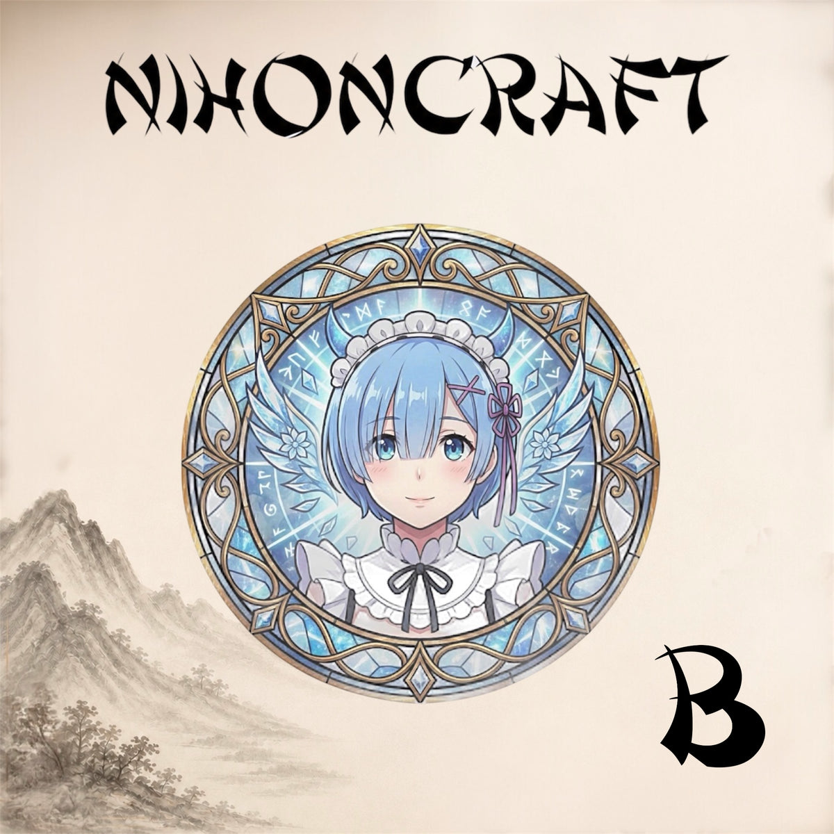 Re:Zero Anime-Schlüsselanhänger mit Rem und buntem Buntglas-Motiv