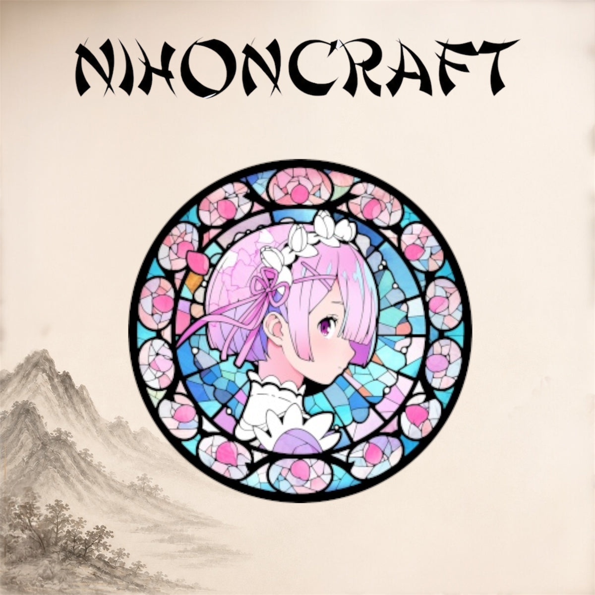 Re:Zero Anime-Schlüsselanhänger mit Ram und buntem Buntglas-Motiv