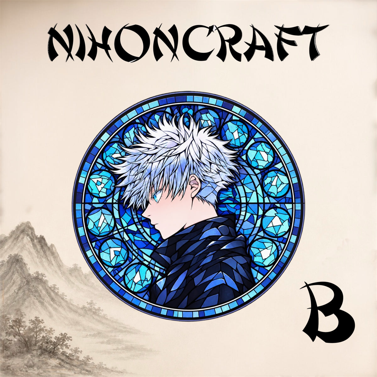 Jujutsu Kaisen Anime-Schlüsselanhänger mit Satoru Gojo und buntem Buntglas-Motiv