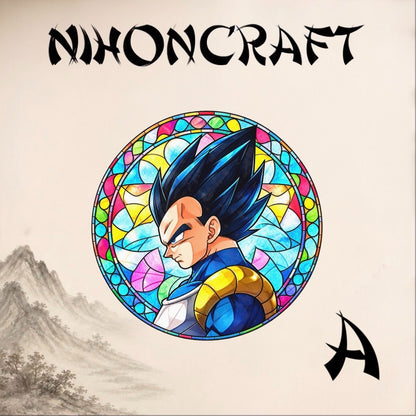 Dragon Ball Anime-Schlüsselanhänger mit Vegeta und buntem Buntglas-Motiv