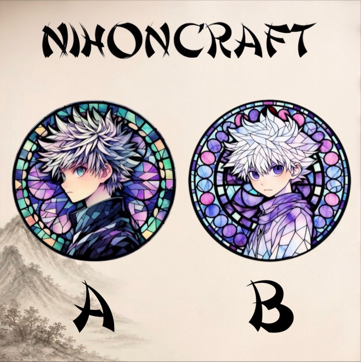 Hunter x Hunter Anime-Schlüsselanhänger mit Killua Zoldyck und buntem Buntglas-Motiv