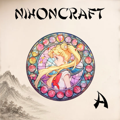 Sailor Moon Anime-Schlüsselanhänger mit buntem Buntglas-Motiv