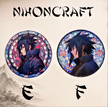 Naruto Anime-Schlüsselanhänger mit Sasuke Uchiha und buntem Buntglas-Motiv