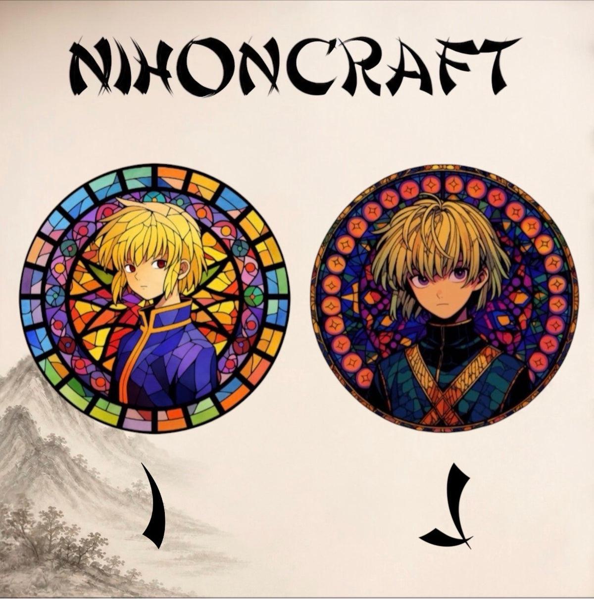 Hunter x Hunter Anime-Schlüsselanhänger mit Kurapika und buntem Buntglas-Motiv
