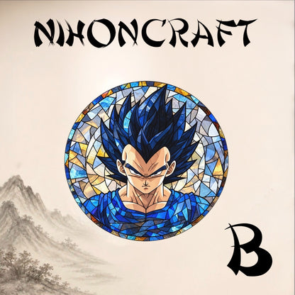 Dragon Ball Anime-Schlüsselanhänger mit Vegeta und buntem Buntglas-Motiv