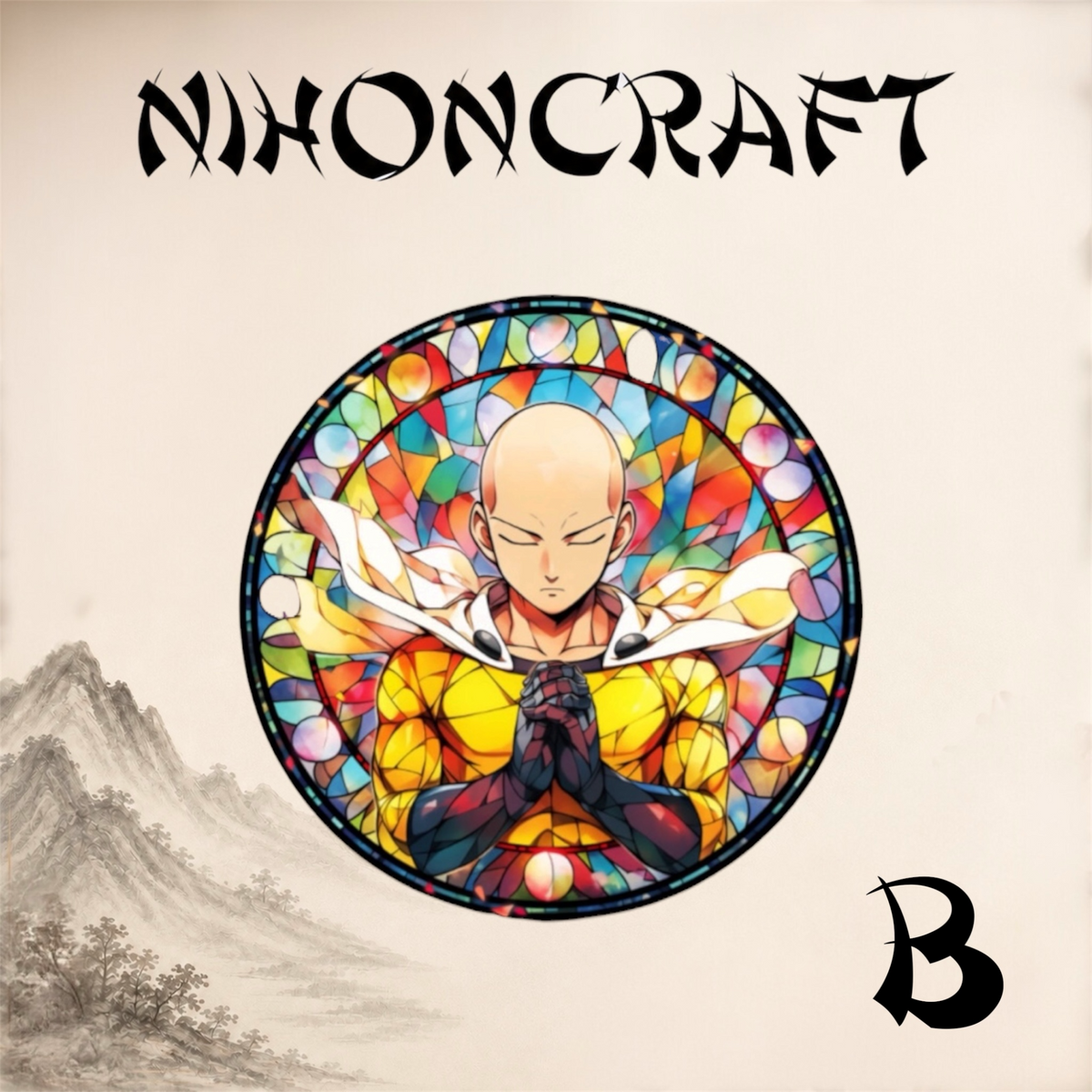 One Punch Man Anime-Schlüsselanhänger mit Saitama und buntem Buntglas-Motiv