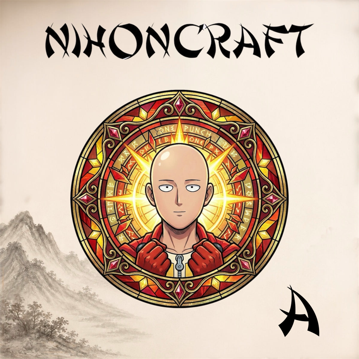 One Punch Man Anime-Schlüsselanhänger mit Saitama und buntem Buntglas-Motiv