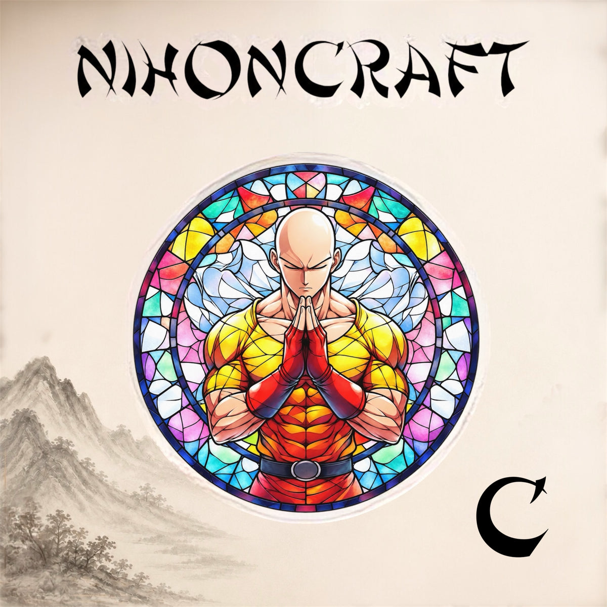 One Punch Man Anime-Schlüsselanhänger mit Saitama und buntem Buntglas-Motiv