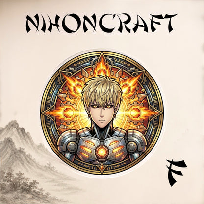 One Punch Man Anime-Schlüsselanhänger mit Genos und buntem Buntglas-Motiv