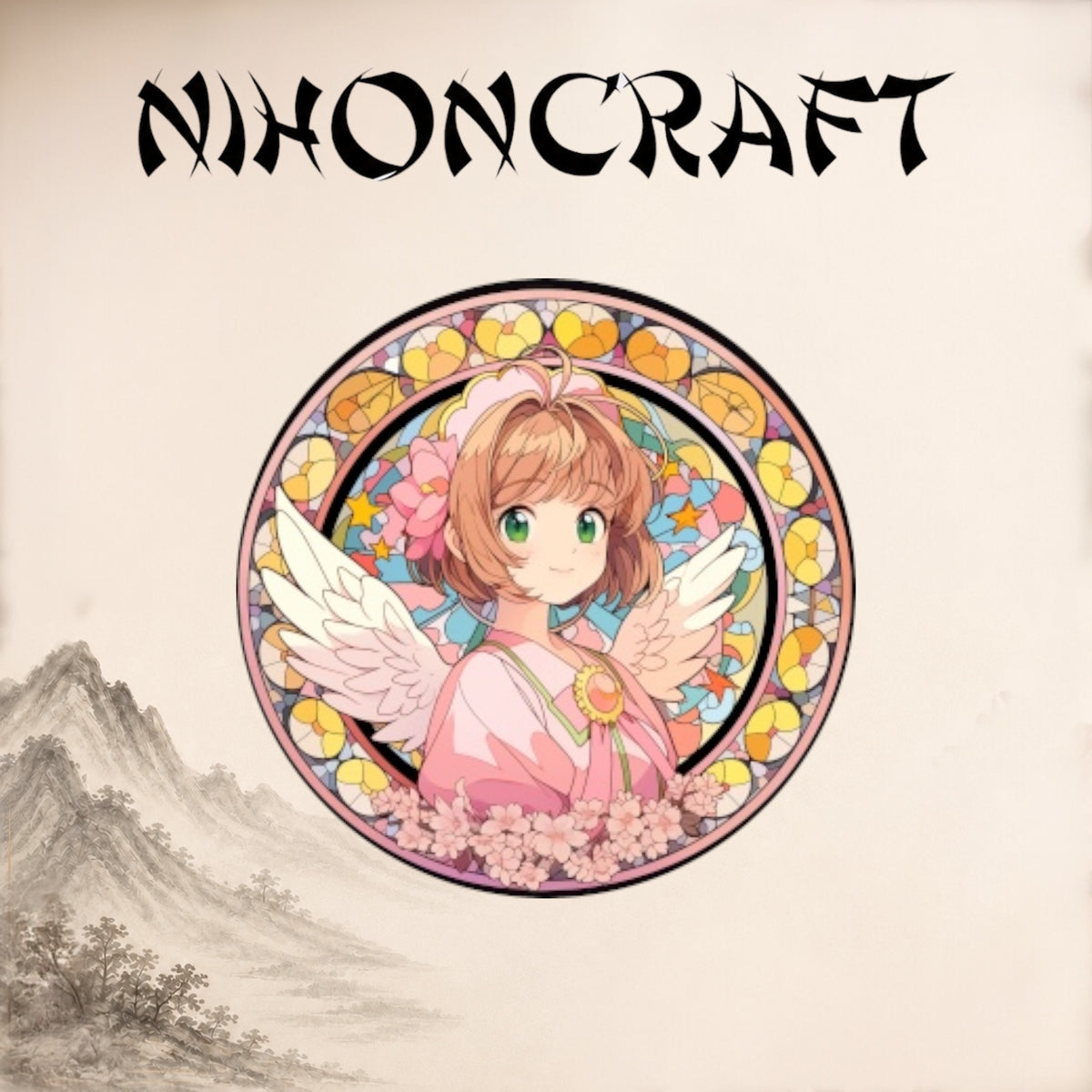 Card Captor Sakura Anime-Schlüsselanhänger mit Sakura Kinomoto und buntem Buntglas-Motiv