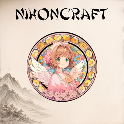 Card Captor Sakura Anime-Schlüsselanhänger mit Sakura Kinomoto und buntem Buntglas-Motiv