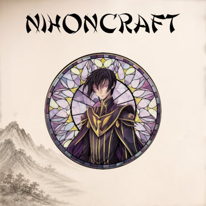 Code Geass Anime-Schlüsselanhänger mit Lelouch Lamperouge und buntem Buntglas-Motiv