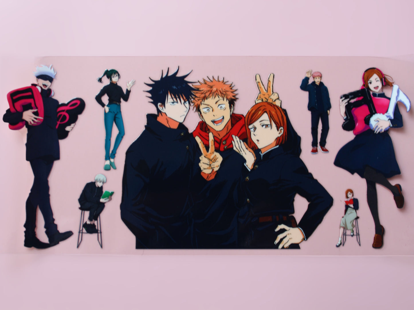 Trinkglas mit Bambus Deckel und Glasstrohhalm | Anime Trinkglas | Jujutsu Kaisen Glas | Trinkbecher | JJK | Klar | 560ml | 18 uz.| Gojo