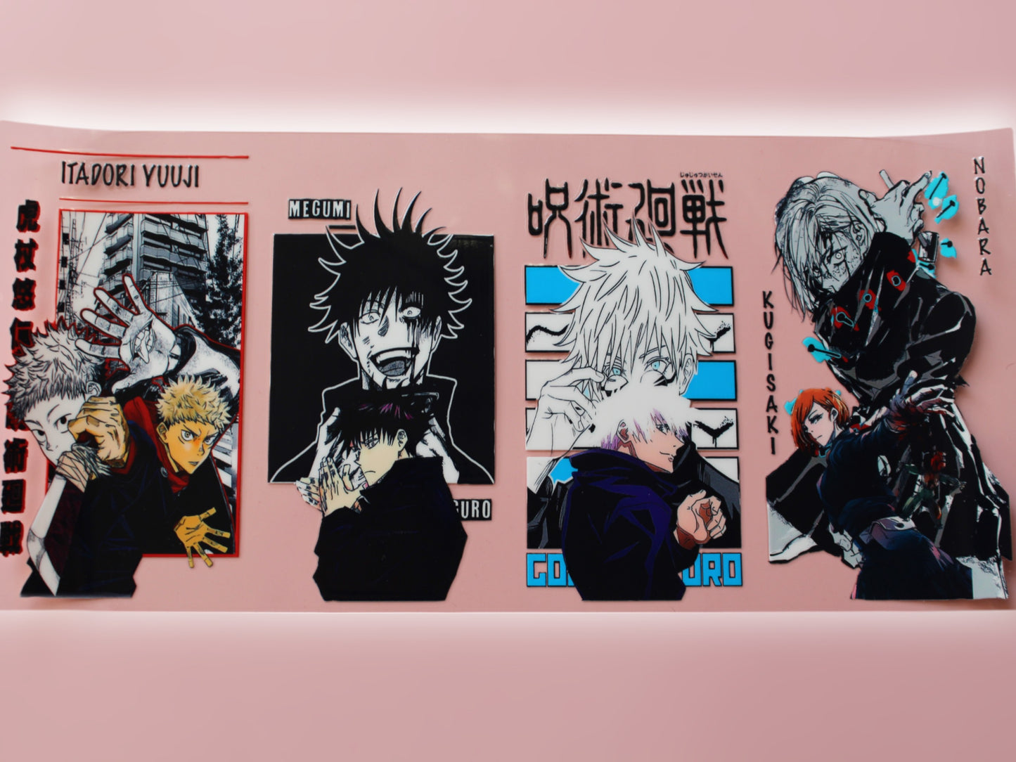 Trinkglas mit Bambus Deckel und Glasstrohhalm | Anime Trinkglas | Jujutsu Kaisen Glas | Trinkbecher | JJK | Klar | 560ml | 18 uz.| Gojo