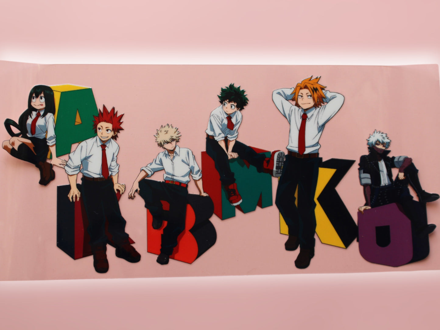 Trinkglas mit Bambus Deckel und Glasstrohhalm | Anime Trinkglas | My Hero Academia Trinkglas | Dabi | Midoriya |Trinkbecher| 560ml| 18 uz.