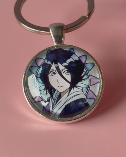 Bleach Anime-Schlüsselanhänger mit rundem Motiv und silbernem Metallanhänger